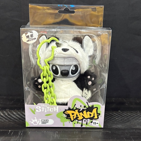Disney Stitch Panda Plush Toy - Black, White, and Green - Picture 1 of 4
